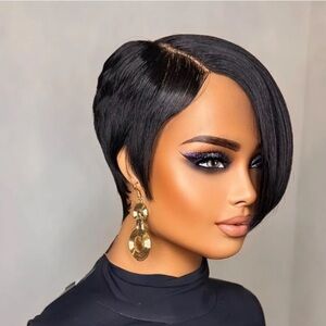 4x4 Lace Closure Short Layered Pixie Human Hair Lace Frontal Wigs Brazilian new